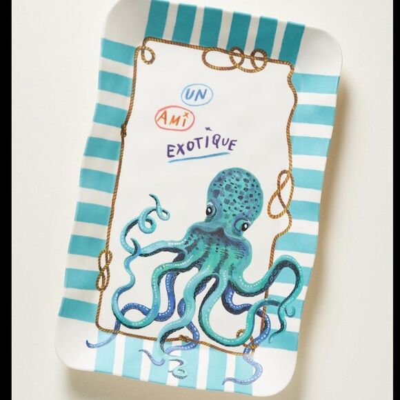 Anthropologie Nathalie Lete Un Ami Exotique Octopus Melamine Tray - Picture 1 of 7